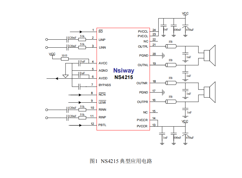 NS4215雙聲道2X7.5W D類音頻功放