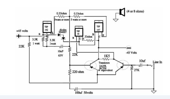 非常簡(jiǎn)單的150W功放電路圖分享
