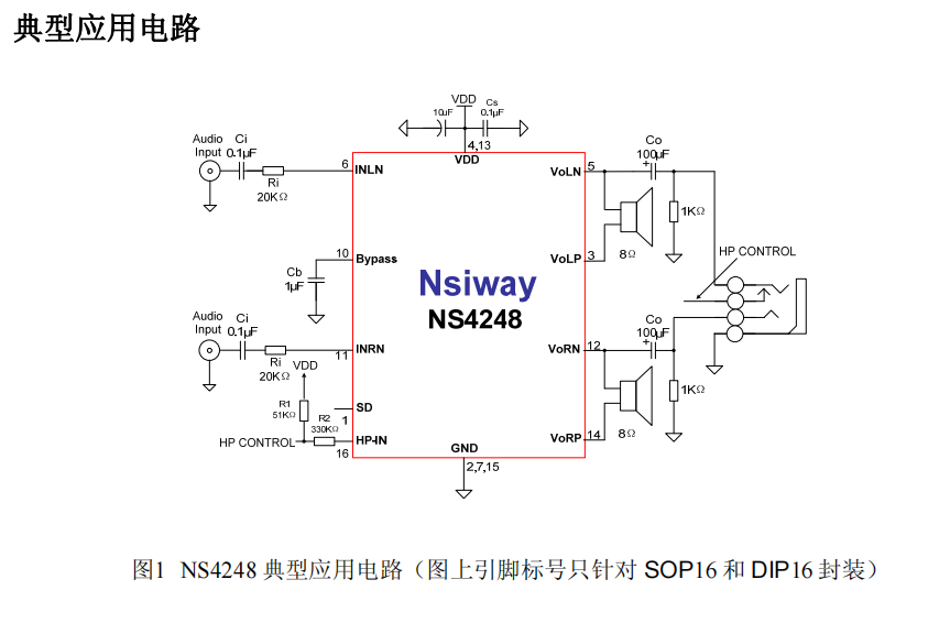 NS4248 3W双声道D类音频功放概述、特性及应用