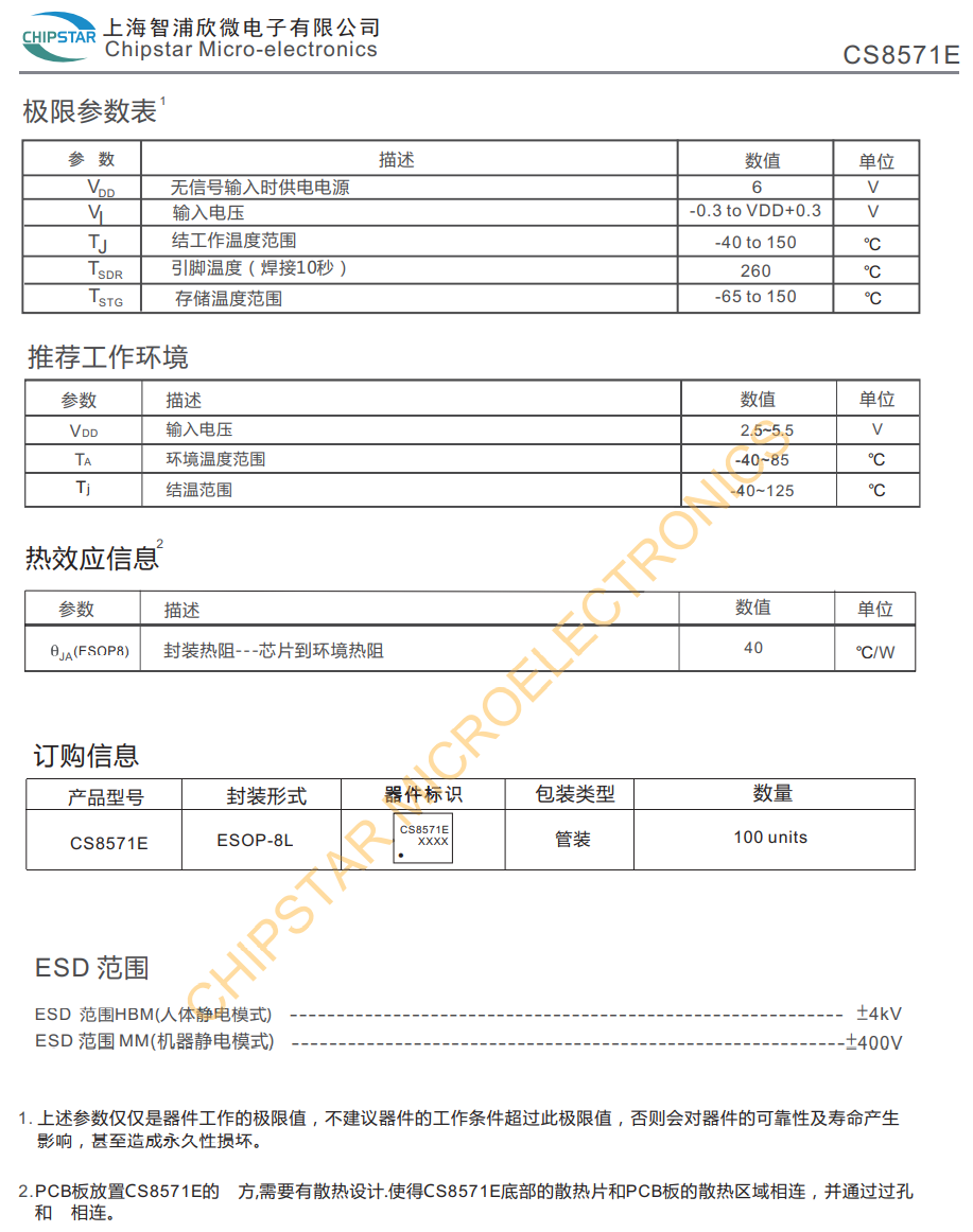 CS8571 ESOP8 AB/D切换,5.2W单声道音频功率放大器百盛代理商-深圳市