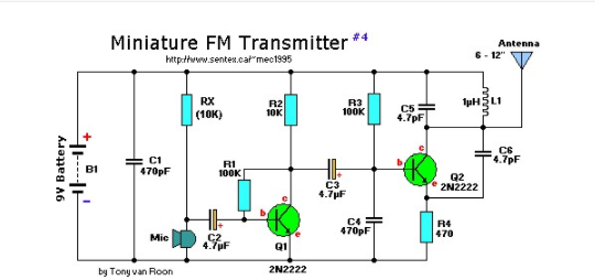 使用两个晶体管构建的迷你FM发射器电路