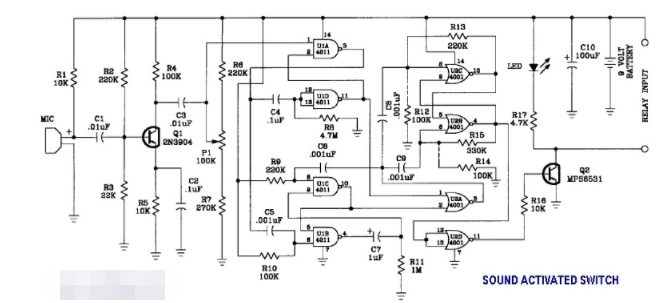 一个声控开关电路图分享