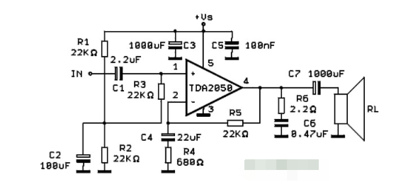 基于TDA2050構(gòu)建的Hi-Fi功率音頻放大器電路