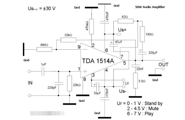 帶TDA1514A的50W高保真功放電路