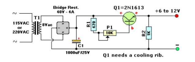 一種6-12V可變穩壓電源電路