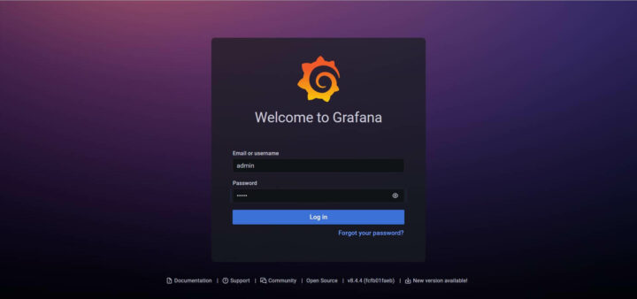 登录 Grafana 网页的界面