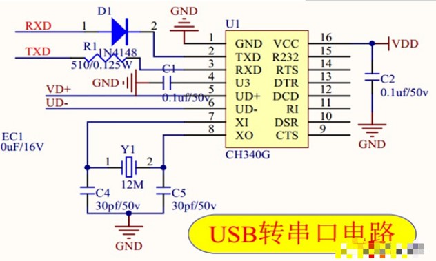 介绍一种STC单片机CH340G下载电路
