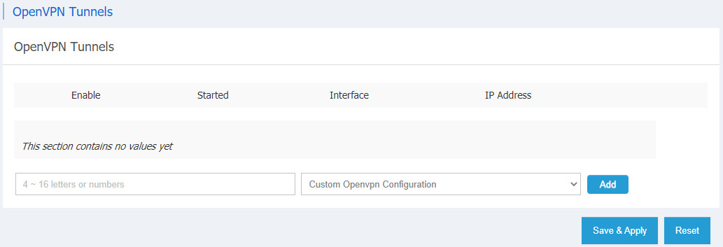 OpenVPN Tunnels Tab