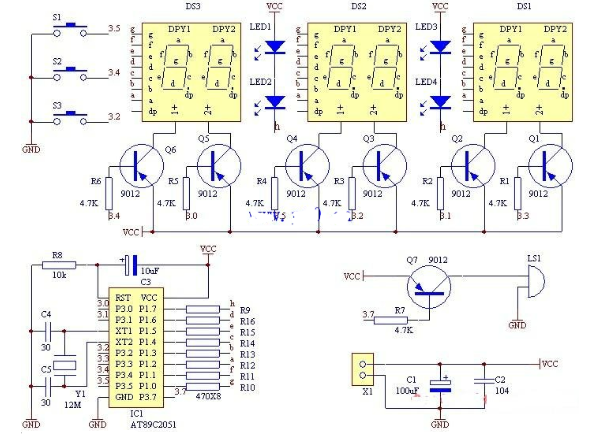 简单的数字时钟电路图