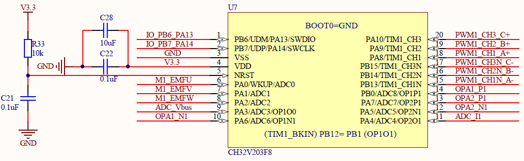 基于<b class='flag-5'>TSSOP20</b>小封装CH32V203的FOC应用开发