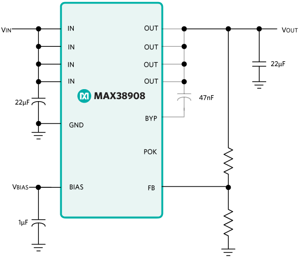 MAX38908的应用电路