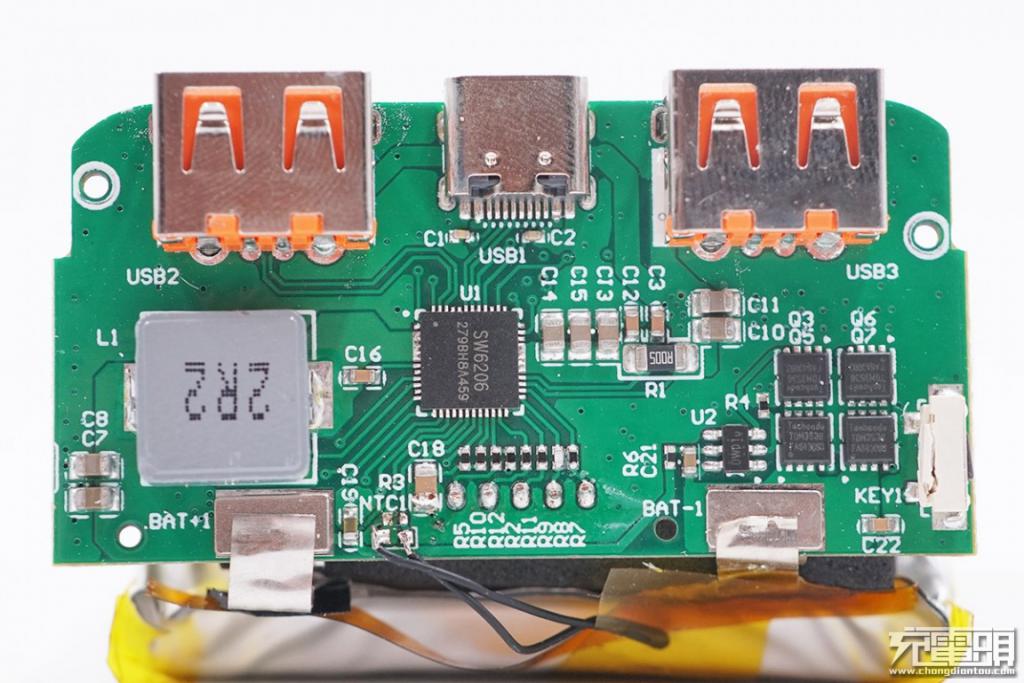 拆解报告:羽博 10pd 10000mah 移动电源,智融sw6206全协议快充芯片