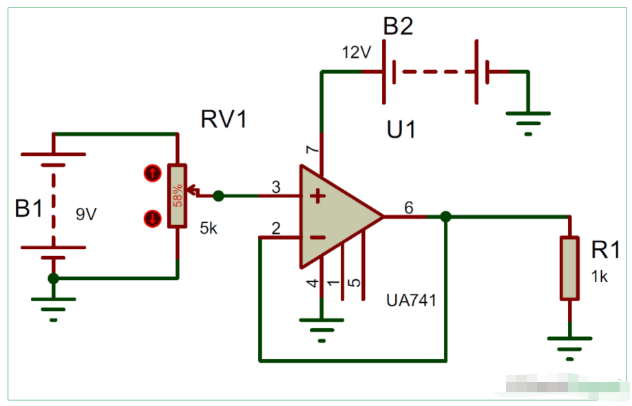 如何使用运算放大器LM741构建一个电压跟随器-如何用集成运算放大器设计电压跟随器1