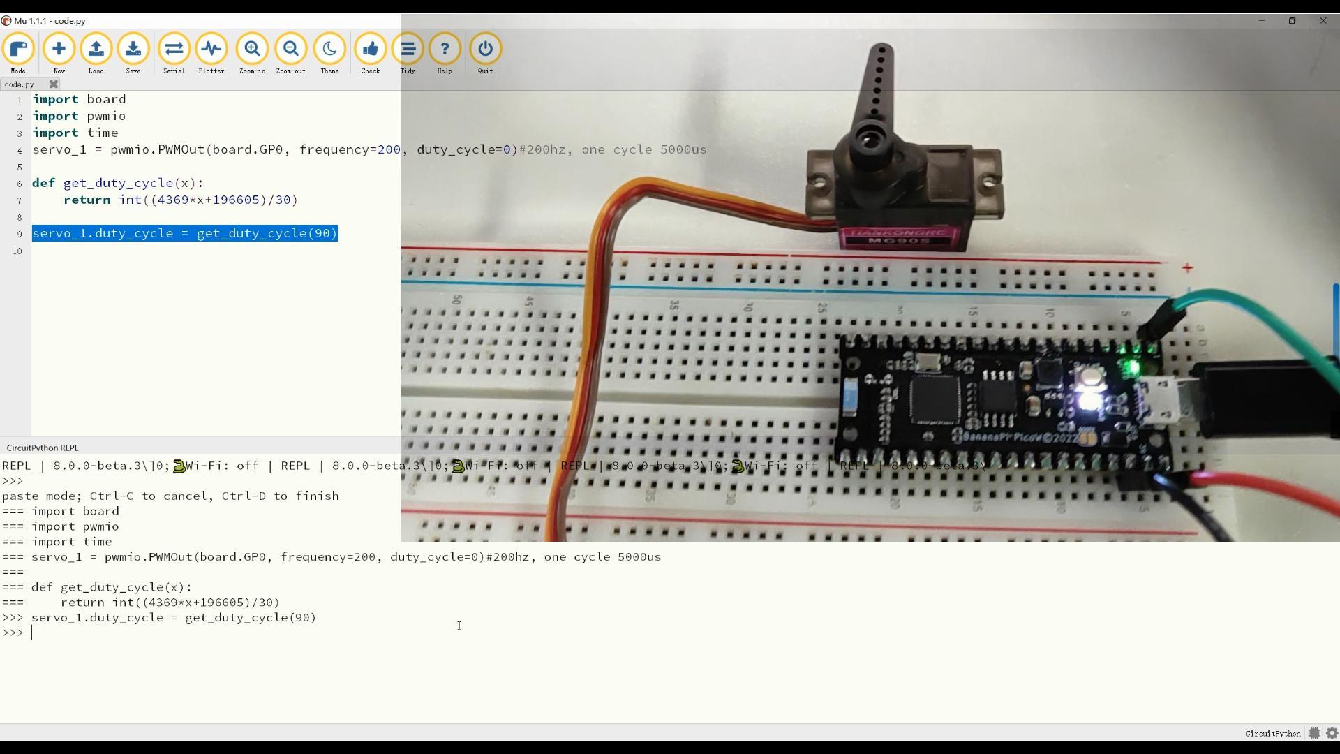 香蕉派BPI-PicoW-S3 PWM控制伺服舵機[CircuitPython]
#機器人 #電子制作 