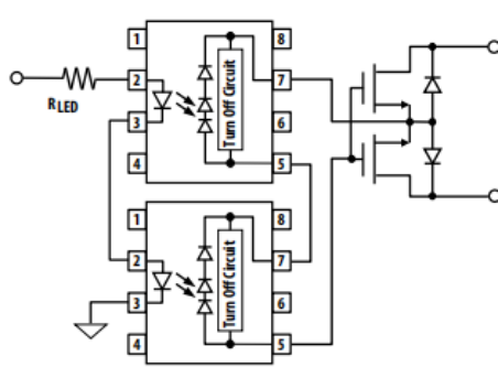 ACPL-K30T采用汽车级光伏驱动器和离散式光伏驱动器mosfet形成一个光隔离的固态继电器-光伏驱动芯片4