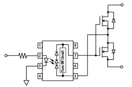 ACPL-K30T采用汽车级光伏驱动器和离散式光伏驱动器mosfet形成一个光隔离的固态继电器-光伏驱动芯片1