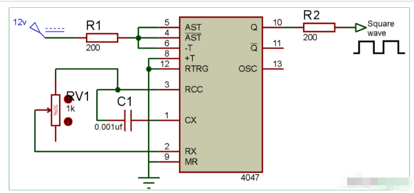 如何使用4047 IC構建方波發生器電路