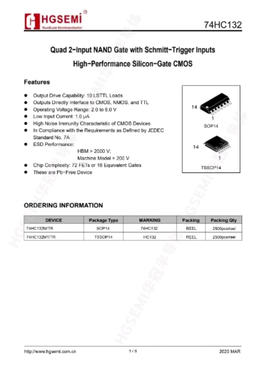 HGSEMI（華冠）74HC132M/TR，SOP-14，四路2輸入與非門#尋找100+國產(chǎn)半導體廠家 