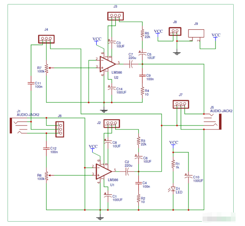 如何采用LM386的PCB制作耳机/音频放大器-耳机放大电路原理图7