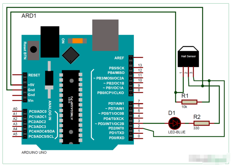 使用Arduino中断功能检测霍尔传感器附近磁铁的教程