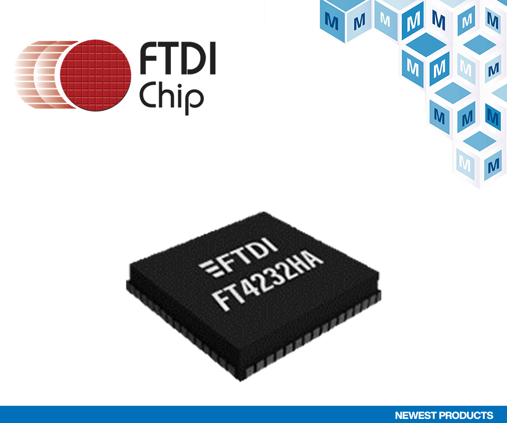贸泽开售FTDI Chip <b>FT</b>4232HA <b>USB</b><b>转</b>UART/MPSSE IC 为目标设计提供高速<b>USB</b>支持