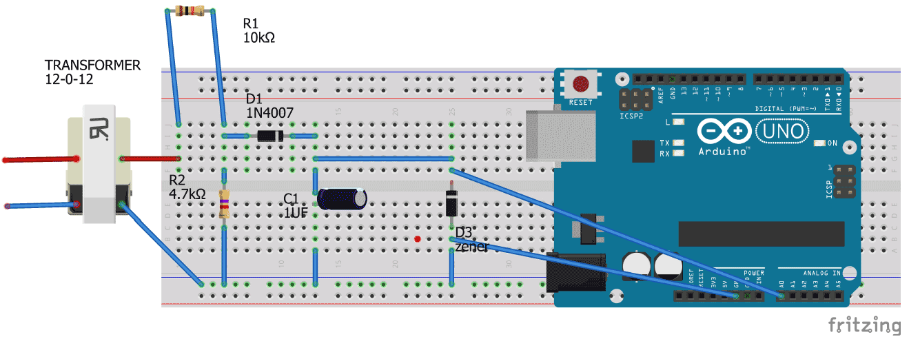 使用Arduino电路图的交流电压表