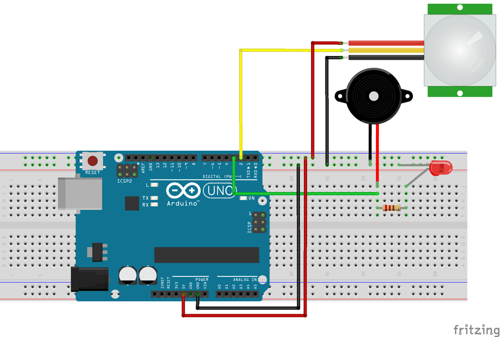 Arduino运动传感器电路图