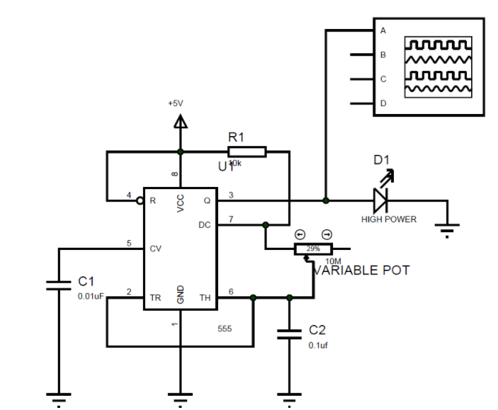 基于555定時器構建的LED頻閃燈電路