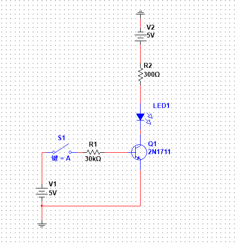 三極管作為開關控制發光二極管仿真分析(二)