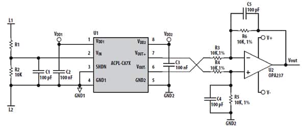博通ACPL-C87B/C87A/C870光隔离器示意图