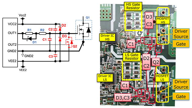 SiC MOSFET：<b class='flag-5'>栅极</b>-源极<b class='flag-5'>电压</b>的<b class='flag-5'>浪涌</b>抑制方法-<b class='flag-5'>浪涌</b>抑制电路的电路板布局注意事项