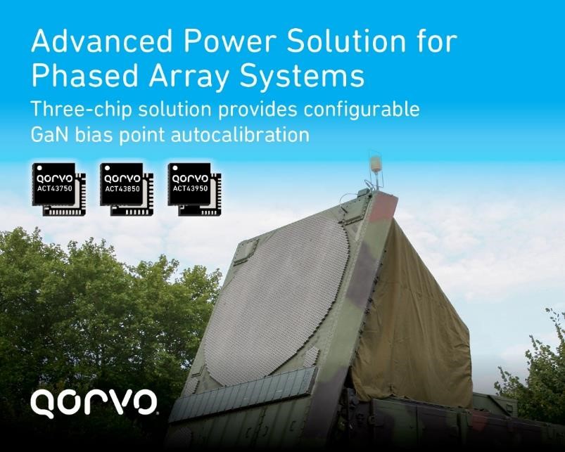 Qorvo 推出用于相控陣雷達系統的先進電源解決方案 三芯片解決方案提供可配置的 GAN 偏置點自動校準