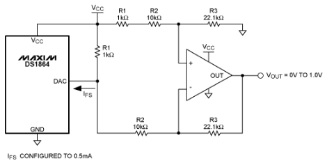 如何将<b class='flag-5'>DS1864</b>的电流DAC转换成电压DAC
