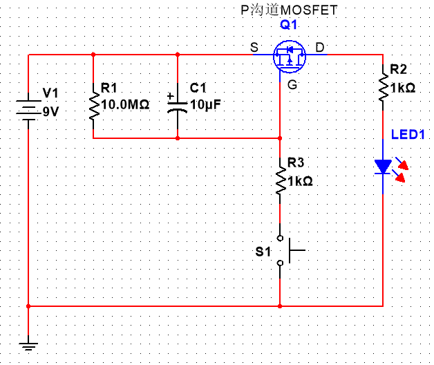 由RC电路和P沟道场效应管组成的延时关机电路讲解