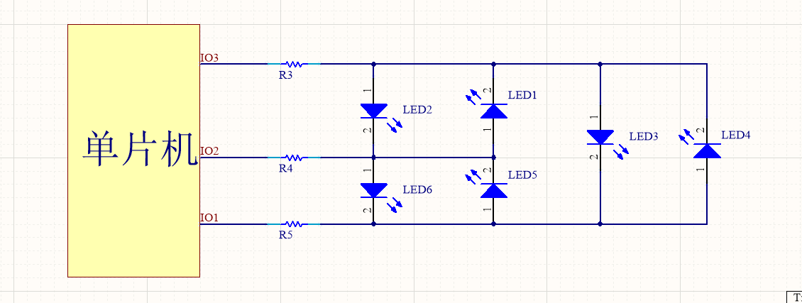 少量IO口控制多个LED灯的电路分析