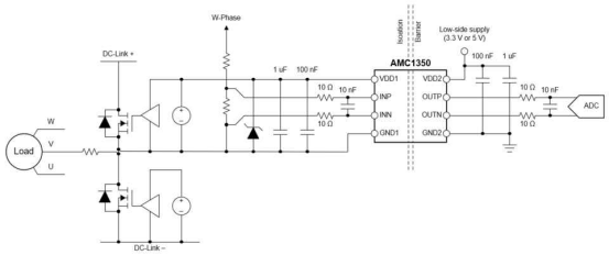 交流电机驱动器中的隔离电压感应-ws3526交流电流隔离端子3