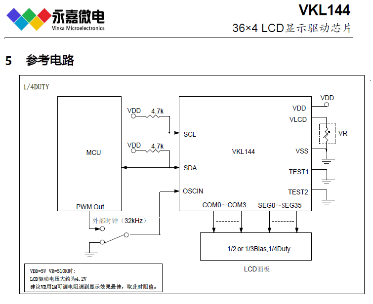超低功耗/超省电LCD液晶段码显示驱动IC-VKL144 超薄体积封装