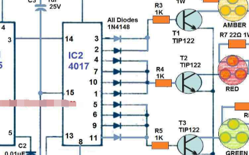 交通信号灯排序的工作原理及电路图