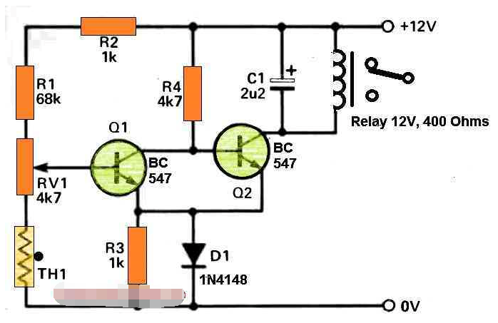 <b>一</b><b>个</b><b>简单</b>的温控继电器<b>电路</b>