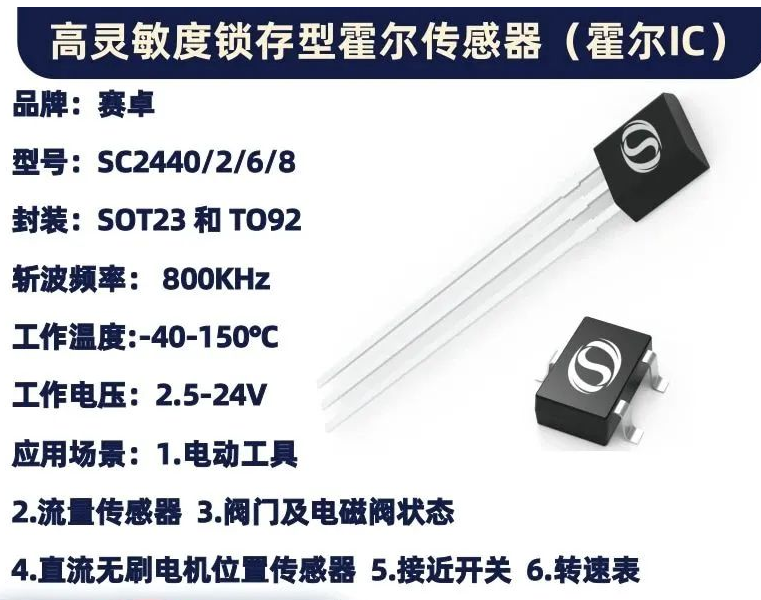 高灵敏度锁存型霍尔传感器SC2440/SC2442/SC2446/SC2448系列介绍