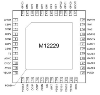 M12229雙節(jié)串聯(lián)鋰電池充放電管理的35W移動(dòng)電源雙向快充IC方案