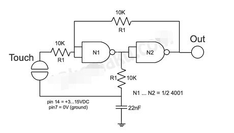 數字邏輯觸摸開關電路分享