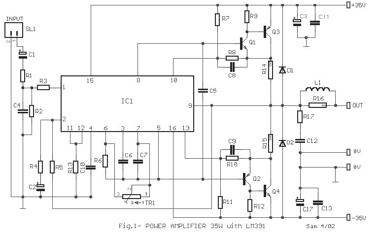 基于LM391的35W音频放大器电路