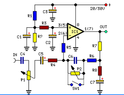 具有低音增強(qiáng)的立體聲前置放大器電路分享