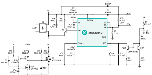 MR16 LED驱动器使MR16 LED灯与大多数电子变压器兼容