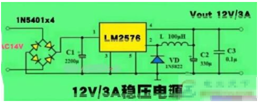 LM2576制作的12V直流穩壓電源電路
