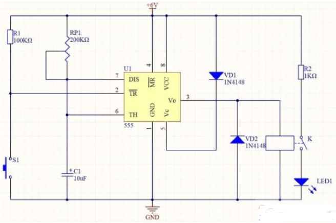 555芯片設計的延時定時器電路