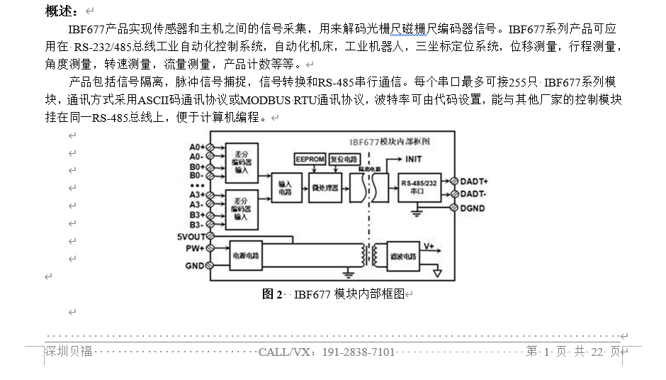 高速光栅尺磁栅尺计数转rs485/232脉冲采集