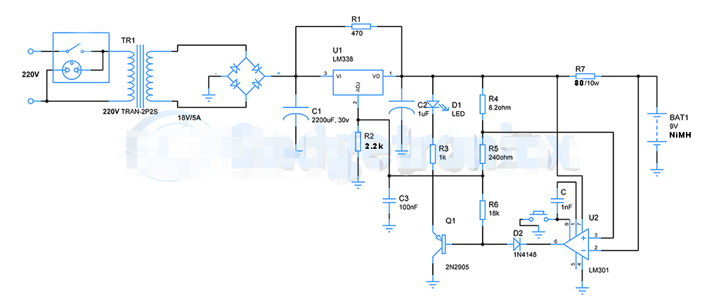 分享一个9V<b class='flag-5'>镍氢电池</b><b class='flag-5'>充电</b>器电路