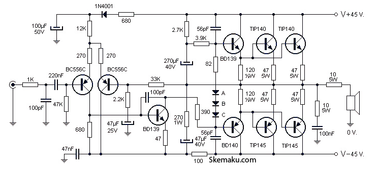 分享<b class='flag-5'>一款</b>260W<b class='flag-5'>功率</b><b class='flag-5'>音频放大器</b><b class='flag-5'>电路</b>